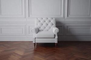 Stylish white armchair in elegant interior design setting photo