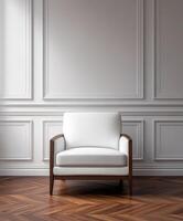Elegant white chair in a modern interior setting photo