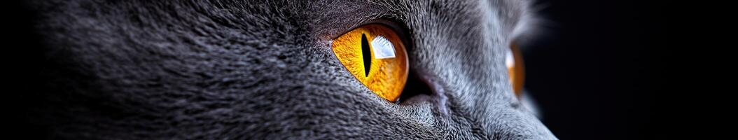 Close-up of a curious cat's striking eye detail photo