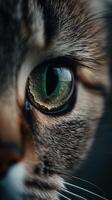 Cat's striking green eye reveals intricate details and beauty photo
