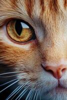 Close-up of a cat's expressive eyes and whiskers photo