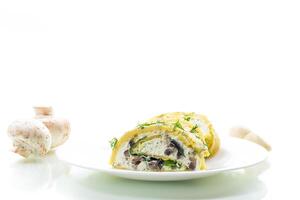 baked potato roll with cottage cheese filling with garlic and mushrooms, isolated on white background photo