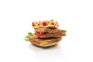 grilled fried bread toasts with filling inside photo