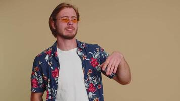 Man showing nonsense gesture with hands and rolling eyes, gossips, empty promises, blah, liars video