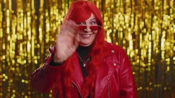 Woman showing inviting gesture with hands, ask to join, beckoning to coming, gesturing hello goodbye video