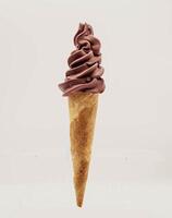 Healthy yogurt and acai ice cream in a waffle cone photo