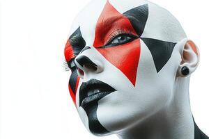 Makeup Portrait Featuring Artistic Geometric Face Painting photo