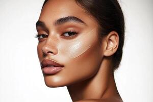 Glowing Complexion with Foundation Swatches and Natural Freckles photo