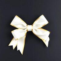White and gold bow on black background photo