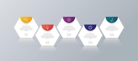 5 hexagon infographic design vector