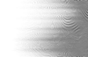 Abstract wavy lines texture with halftone dots. Dynamic, modern optical artistic background. Smooth fade transition design. vector