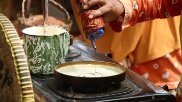 Make Leker cakes, a type of crepes, Indonesian traditional snacks photo