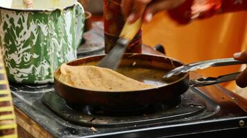 Make Leker cakes, a type of crepes, Indonesian traditional snacks photo