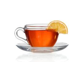 lemon tea with a splash on a white background photo