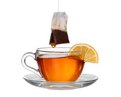 lemon tea with a splash on a white background photo