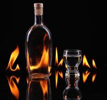 Stack of tequila on fire photo