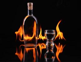 Stack of tequila on fire photo