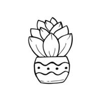 cute cactus cartoon uncolored vector