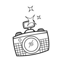 hand drawn camera uncolored vector