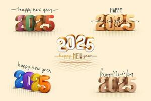 happy new year 2025 3d creative text effect. new year 2025 text calligraphy designs vector