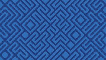 Blue and Dark Blue Geometric Maze Pattern with Symmetrical Angular Lines vector