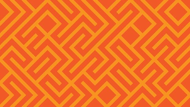 Vibrant orange geometric maze pattern with interconnected lines, dynamic abstract design vector