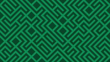 Green geometric maze pattern with interlocking diamond shapes and bold lines vector