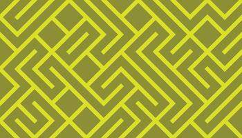 Abstract geometric pattern with yellow interlocking lines on an olive green background. vector