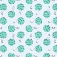 Seamless pattern featuring teal Christmas baubles with subtle line designs on a light blue background. Perfect for festive wrapping paper and decor. vector