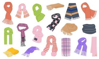 Winter scarf set isolated on white background. Colorful flat design. vector