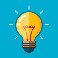 An illustration of a light bulb on a blue background vector