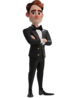 A cartoon man in a tuxedo with his arms crossed png