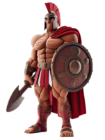 A cartoon spartan with a shield and sword png