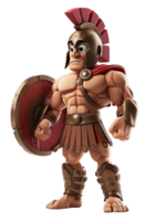 A cartoon spartan character with a shield and helmet png