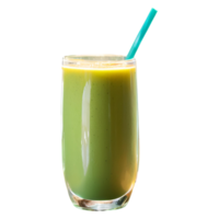 A green smoothie with a straw in it png