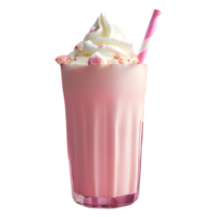 A milkshake with whipped cream and pink sprinkles png