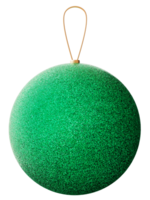 Glittering green ball, bauble on transparent background. Christmas tree decoration. Perfect for holiday projects, festive designs or seasonal marketing. Sparkling texture, elegance and charm. 3D. png
