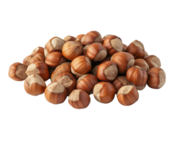 pile of hazelnuts with brown shells, showcasing their natural texture and color. Perfect for culinary uses or as healthy snack png