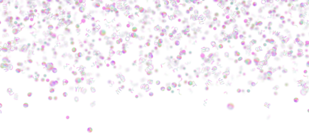 Rainbow confetti falling down, on transparent background. Perfect for party, celebration or festive-themed projects. Vibrant, playful header, panoramic element. Birthday, event for kids. 3D render. png