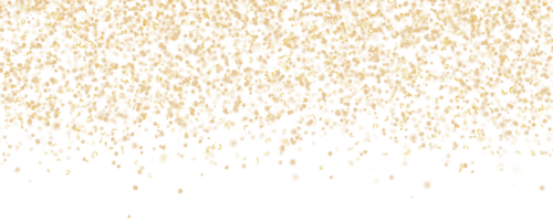Golden confetti falling down, on transparent background. Perfect for party, celebration or festive-themed projects. Luxuriant header, panoramic element. Birthday, premium event. 3D render. png