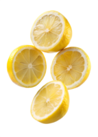 Lemons slices Floating in mid-air isolated on transparent background png