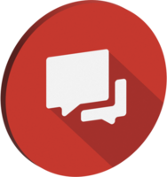3D Red Rectangle Chat Circle Icon with Shadow png