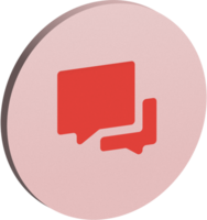 3D Red Rectangle Chat Circle Icon Set with Gradient Color png
