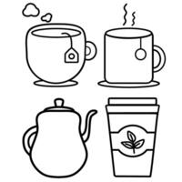 set of tea cups for brand, coffee cup, mug lineart. vector
