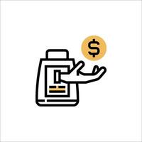A hand holding a money machine icon vector