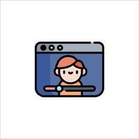 A person watching a on a computer screen vector