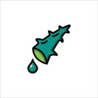 A green cactus with a drop of water on it vector