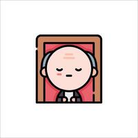 A cartoon character with a bald head and eyes closed vector
