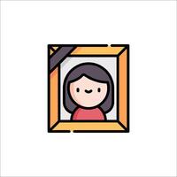 A woman is in a frame with a ribbon on it vector