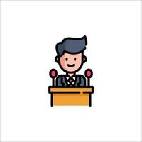 A man in a suit is standing at a podium vector